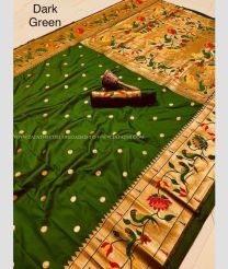 Pine Green color paithani sarees with flower design and muniya border -PTNS0005079