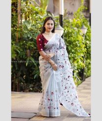 Lite Grey and Pink color Organza sarees with embroidery work saree design -ORGS0001742