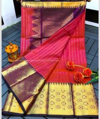 Pink and Purple color kuppadam pattu handloom saree with kanchi kuppadam border design -KUPP0097148