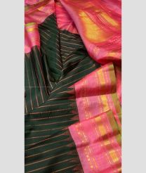 Forest Fall Green and Pink color gadwal pattu handloom saree with all over jari and reasham checks with temple kothakoma kuthu border design -GDWP0001582