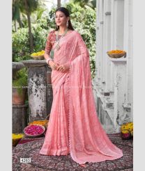 Rose Pink color Chiffon sarees with all over design with sarvoski cut work border -CHIF0001971