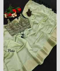 Pista and Pine Green color Organza sarees with jacquard border design -ORGS0003322
