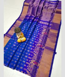 Blue and Purple Blue color uppada pattu handloom saree with all over buties with anchulatha and kaddy border design -UPDP0021068