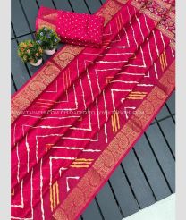 Pink color silk sarees with all over golden jari woven with zig zag border design -SILK0014262