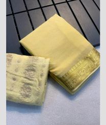 Lite Lemon Yellow color Georgette sarees with plain design -GEOS0020937
