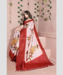 Half White and Maroon color Banarasi sarees with all over woven with jari design -BANS0011930