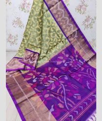 Purple and Brass color Ikkat sico handloom saree with pochampalli ikkat design -IKSS0000320