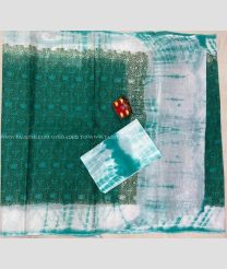 Medium Teal and Half White color Uppada Cotton handloom saree with all over printed design -UPAT0004320