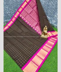 Brown and Pink color chanderi soft silk sarees with kaddy border saree design -CNSS0000011
