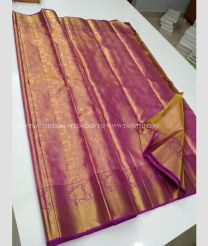 Magenta and Acid Green color kanchi pattu handloom saree with wedding design with tissue kerala model -KANP0012186