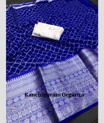 Blue and Sky Blue color Organza sarees with all over viscose thread worked design -ORGS0003087