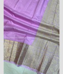 Lavender color Banarasi sarees with plain with golden zari weaving beautiful jaquard border design -BANS0007471