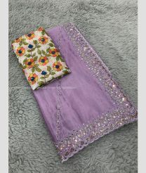 Lite Purple and Cream color Chiffon sarees with all over leheriya work with cut work sequence border design -CHIF0001840