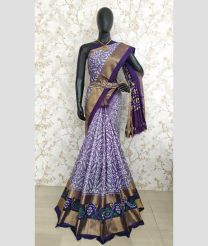 Lavender and Purple color pochampally ikkat pure silk handloom saree with pochampally ikkat design -PIKP0036744