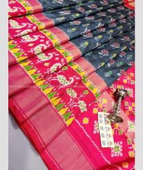 Black and Pink color pochampally ikkat pure silk handloom saree with pochampally ikkat design -PIKP0031677