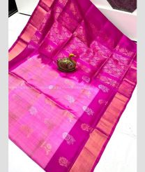 Rose Pink and Deep Pink color uppada pattu sarees with all over buttas design -UPDP0022017