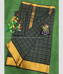 Black and Golden color Uppada Cotton sarees with all over checks design -UPAT0004759