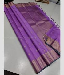 Purple and Brass color kanchi pattu handloom saree with all over buties with 2g pure jari vaira oosi border design -KANP0013342