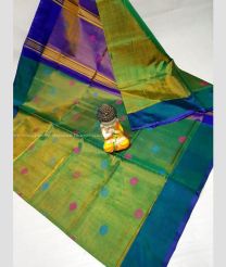 Parrot Green and Blue Ivy color Uppada Tissue handloom saree with all over nakshtra buties design -UPPI0001680