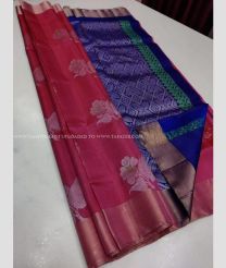 Dark Pink and Royal Blue color soft silk kanchipuram sarees with kaddy border saree design -KASS0000396