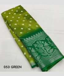Leafy Green and Green color silk sarees with all over bandez printed design -SILK0017761