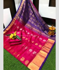 Pink and Purple color kuppadam pattu handloom saree with all over buttas design -KUPP0097164