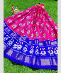 Pink and Blue color Ikkat Lehengas with all over ikkat design -IKPL0025079