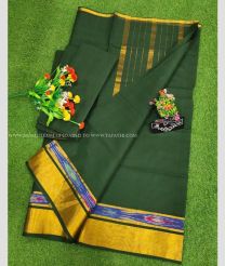 Forest fall Green and Golden color Uppada Cotton sarees with all over checks design -UPAT0004760