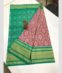 Aquamarine and Deep Amber color pochampally ikkat pure silk handloom saree with pochampally ikkat design -PIKP0036131