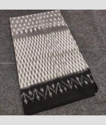 Grey and Black color pochampally Ikkat cotton handloom saree with pochampalli design -PIKT0000468