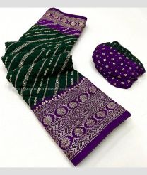Forest Fall Green and Purple color Georgette sarees with mill foil print with contrast matching border design -GEOS0023971
