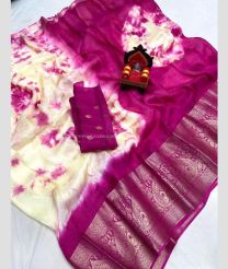 Half White and Pink color Georgette sarees with printed design saree -GEOS0000634