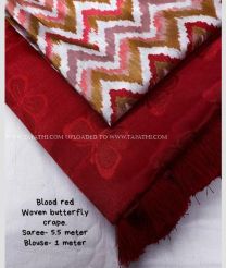Red and Cream color silk sarees with all over shine butterfly design -SILK0017538