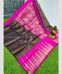 Dark Purple and Pink color Chenderi silk handloom saree with all over design -CNDP0015818