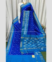 Royal Blue and Blue color pochampally ikkat pure silk sarees with all over ikkat design -PIKP0037857