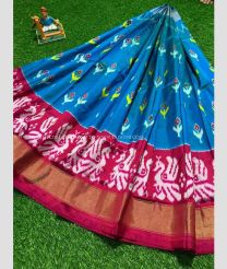 Blue Ivy and Deep Pink color Ikkat Lehengas with all over ikkat design -IKPL0025082