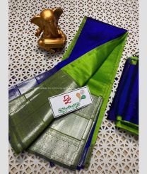 Royal Blue and Green color mangalagiri pattu sarees with kanchi border design -MAGP0026715