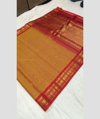 Carrot Orange and Red color gadwal sico handloom saree with all over buties design -GAWI0000746