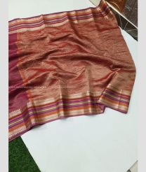 Copper Red and Magenta color Banarasi sarees with fancy border design -BANS0018860