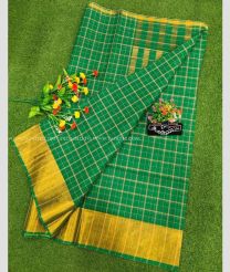 Dark Green and Golden color Uppada Cotton sarees with all over checks design -UPAT0004752