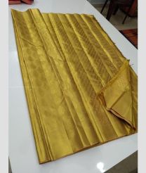 Golden color kanchi pattu handloom saree with alll over self tissue kerala model design -KANP0013101