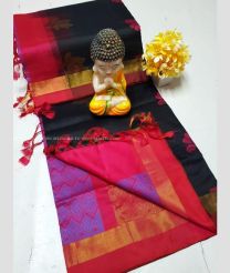 Black and Pink color Tripura Silk handloom saree with all over big buties design -TRPP0007698