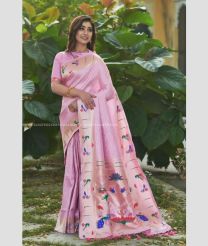 Rose Pink color paithani sarees with all over checks design -PTNS0004636
