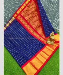 Navy Blue and Red color chanderi soft silk sarees with kaddy border saree design -CNSS0000009