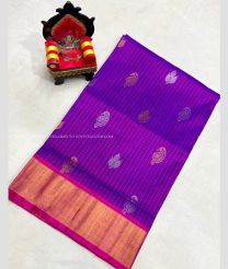 Purple and Copper color uppada pattu handloom saree with all over small checks and jari buties saree design -UPDP0014111