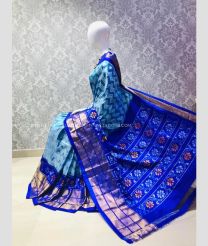 Blue and Royal Blue color pochampally ikkat pure silk handloom saree with pochampally ikkat design -PIKP0037166