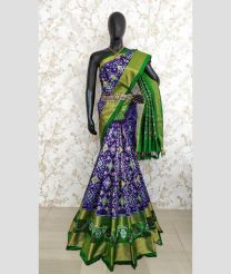 Purple Blue and Green color pochampally ikkat pure silk handloom saree with pochampally ikkat design -PIKP0036742