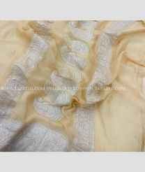 Cream and Silver color Georgette sarees with jacquard border design -GEOS0024296