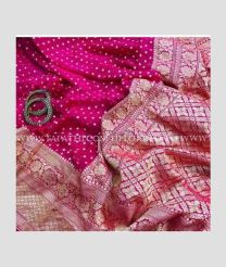 Pink and Cream color Georgette sarees with bindi weaving body and zari woven pairs with tassels and woven borders both sides design -GEOS0009736