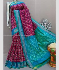 Scarlet and Windows Blue color pochampally ikkat pure silk sarees with all over pochampally ikkat design -PIKP0037880